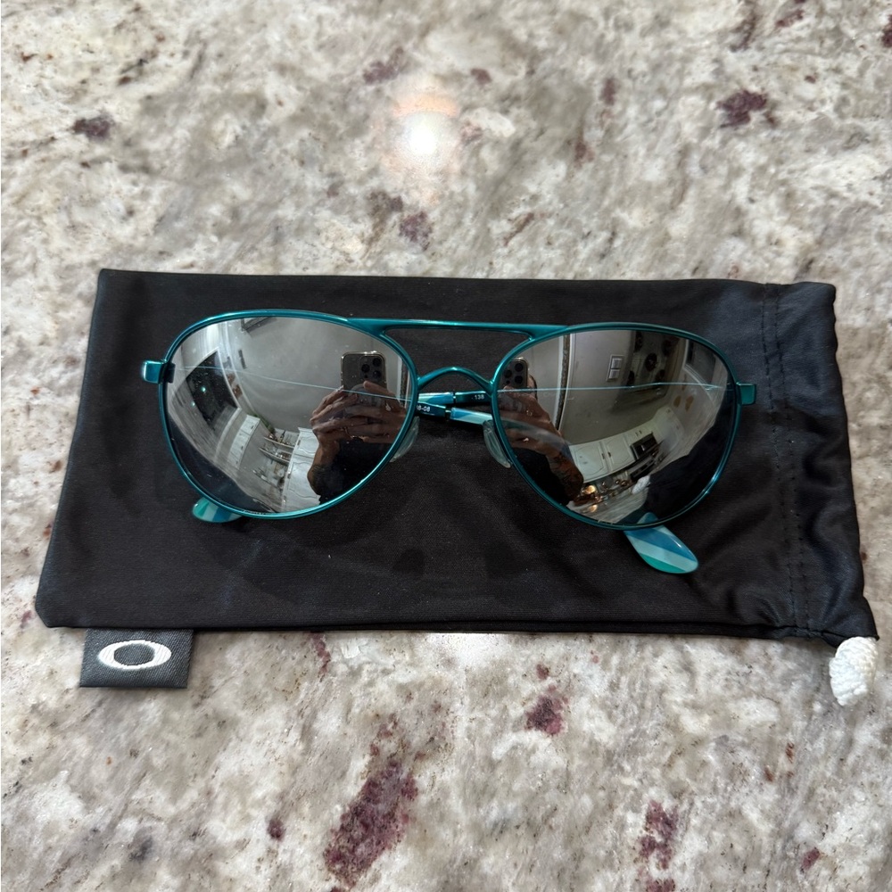 Oakley Given Turquoise Aviator Sunglasses